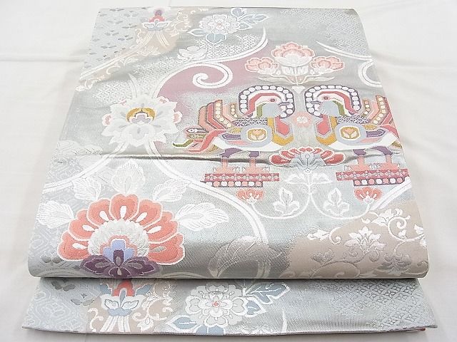 平和屋着物◎六通柄袋帯 唐織 絹の道 銀糸 逸品 BAAI9415sa