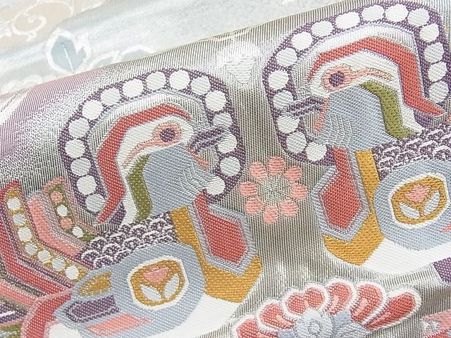 平和屋着物◎六通柄袋帯 唐織 絹の道 銀糸 逸品 BAAI9415sa