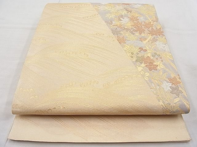 平和屋着物◎太鼓柄袋帯 流水秋草文 金銀糸 逸品 BAAI9411sa