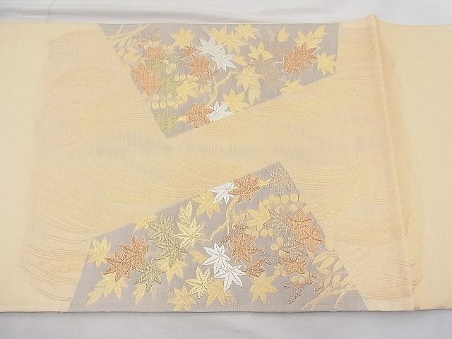 平和屋着物◎太鼓柄袋帯 流水秋草文 金銀糸 逸品 BAAI9411sa