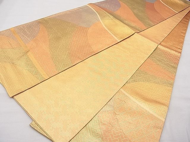平和屋着物◎佐賀錦 六通柄袋帯 切嵌文様 金糸 逸品 BAAI9420sa
