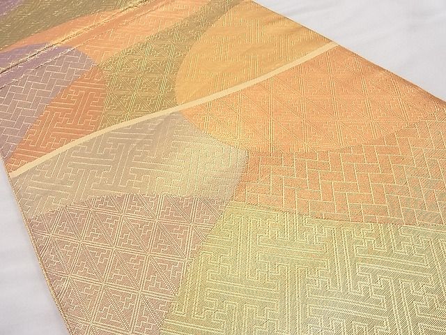 平和屋着物◎佐賀錦 六通柄袋帯 切嵌文様 金糸 逸品 BAAI9420sa