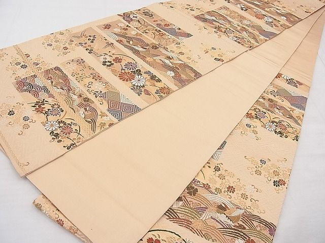 平和屋着物◎六通柄袋帯 唐織 錦秀段異文 金糸 逸品 BAAI9459sa