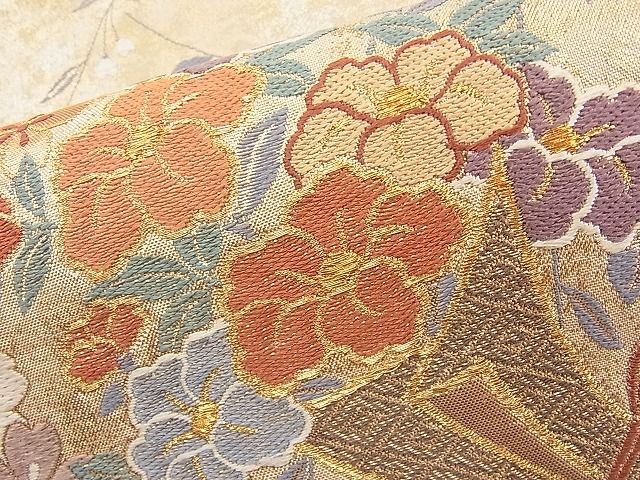 平和屋着物◎六通柄袋帯 唐織 束ね熨斗枝花文 金糸 鈴乃屋扱い 逸品 BAAI9466sa