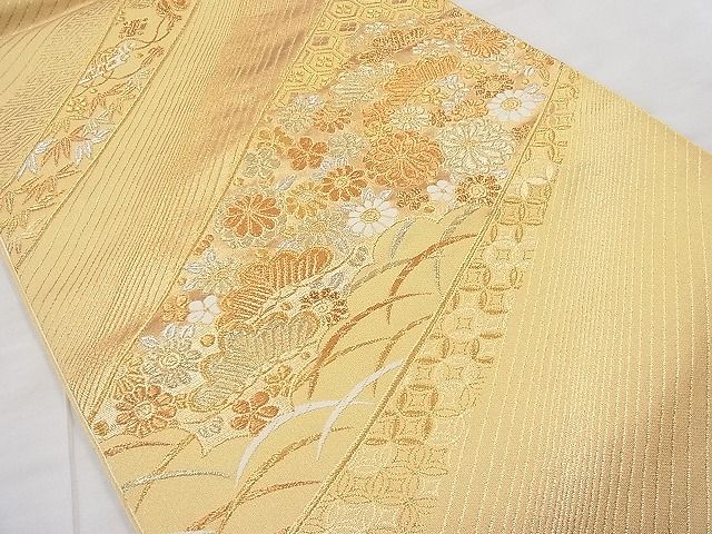 平和屋着物◎六通柄袋帯 唐織 吉祥草花文 金銀糸 逸品 BAAI9475sa