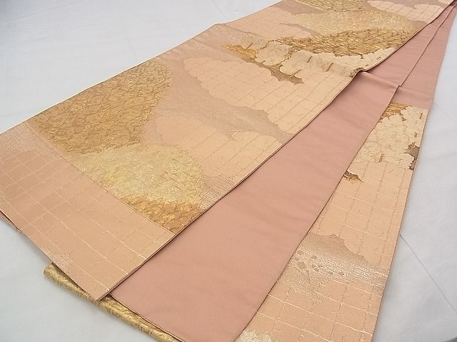 平和屋着物◎六通柄袋帯 ふくれ織 湖北晩秋図 金糸 逸品 BAAJ0612if