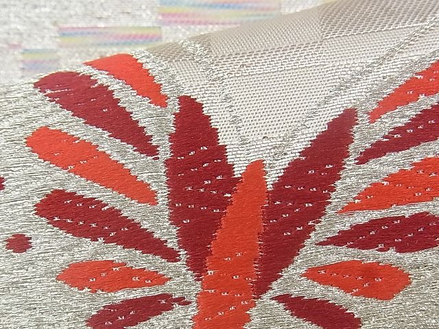 平和屋着物◎六通柄袋帯 唐織 舞蝶文 銀糸 逸品 BAAJ0654if