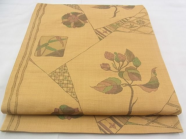 平和屋着物◎六通柄袋帯 ふくれ織 切嵌花文 逸品 BAAJ0686if