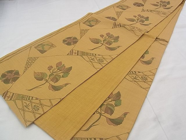平和屋着物◎六通柄袋帯 ふくれ織 切嵌花文 逸品 BAAJ0686if