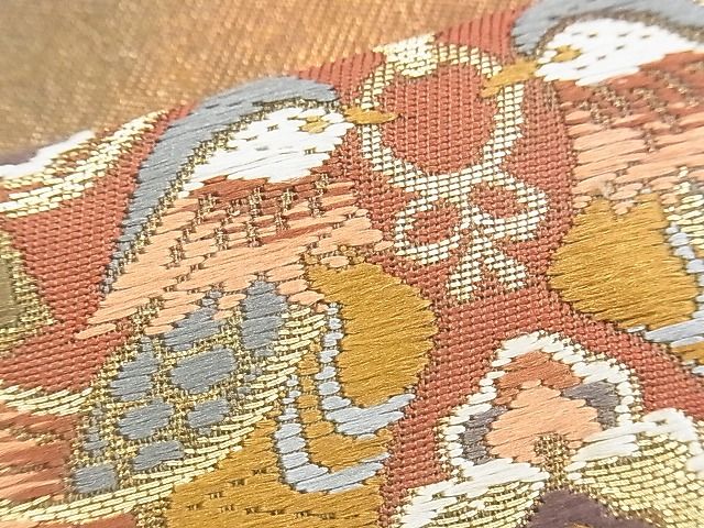 平和屋着物◎六通柄袋帯 唐織 地紙有職文 金糸 逸品 BAAJ1036if
