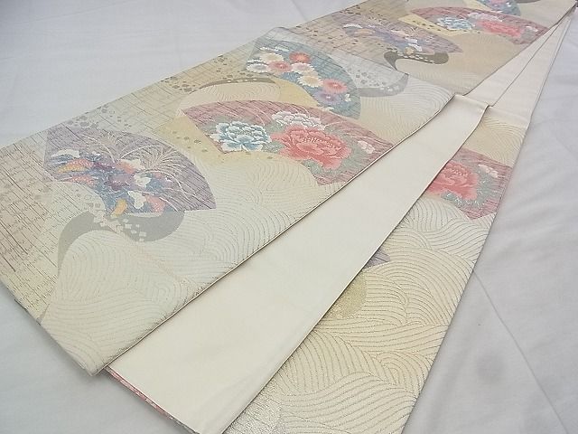 平和屋着物◎六通柄袋帯 唐織 地紙花文 金糸 逸品 BAAJ1068if