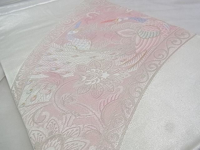 平和屋着物◎六通柄袋帯 唐織 孔雀花唐草文 金銀糸 逸品 BAAJ1062if