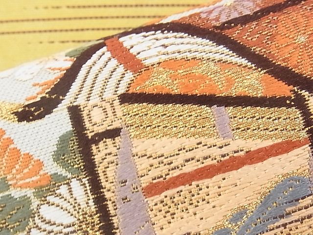 平和屋着物◎六通柄袋帯 唐織 平安色紙 古代九百錦 金糸 逸品 BAAJ1092if