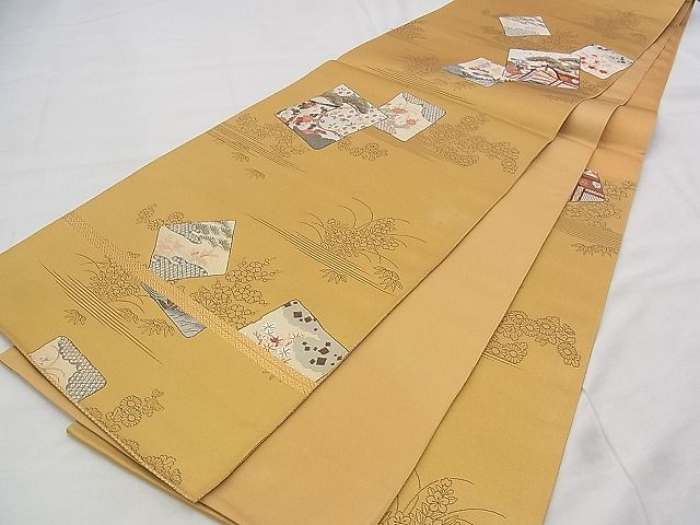 平和屋着物◎六通柄袋帯 唐織 平安色紙 古代九百錦 金糸 逸品 BAAJ1092if