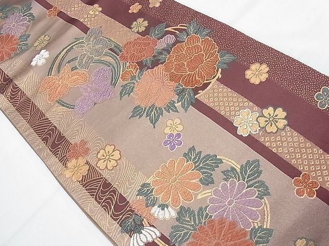 平和屋着物◎六通柄袋帯 唐織 花丸文 金糸 逸品 BAAJ5172ns