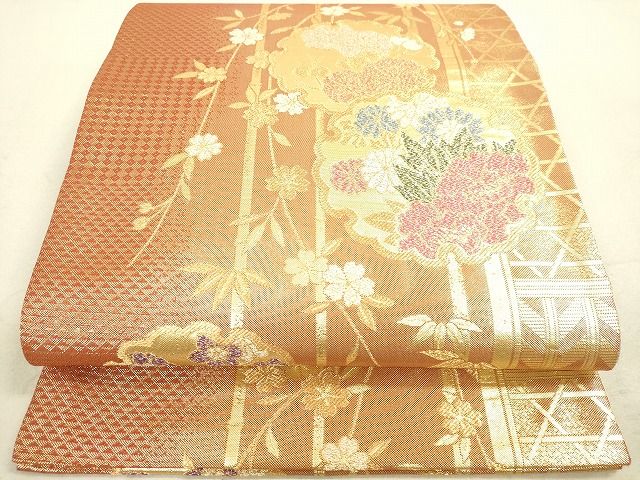 平和屋着物◎佐賀錦 六通柄袋帯 雪輪花文 金銀糸 逸品 DAAH9742tw