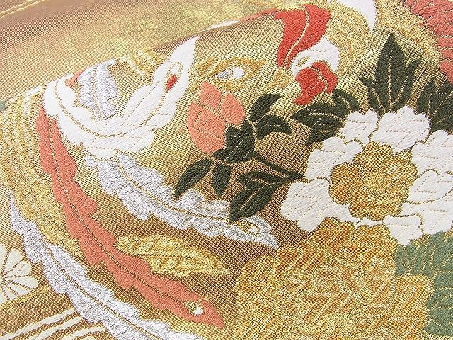 平和屋着物◎六通柄袋帯 唐織 鳳凰花丸文 金糸 逸品 BAAJ5134ns