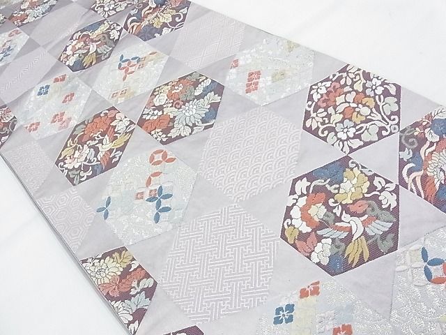 平和屋着物◎六通柄袋帯 唐織 亀甲花文 金銀糸 逸品 BAAJ5547ns