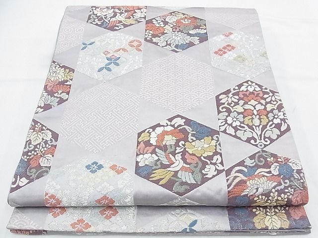 平和屋着物◎六通柄袋帯 唐織 亀甲花文 金銀糸 逸品 BAAJ5547ns
