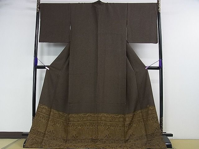 平和屋本店●極上 創業280年 誉田屋源兵衛 色留訪問着 お召地 壁画更紗文様 千歳茶色地 さが美扱い ロング丈 逸品 DZAB7445kh6