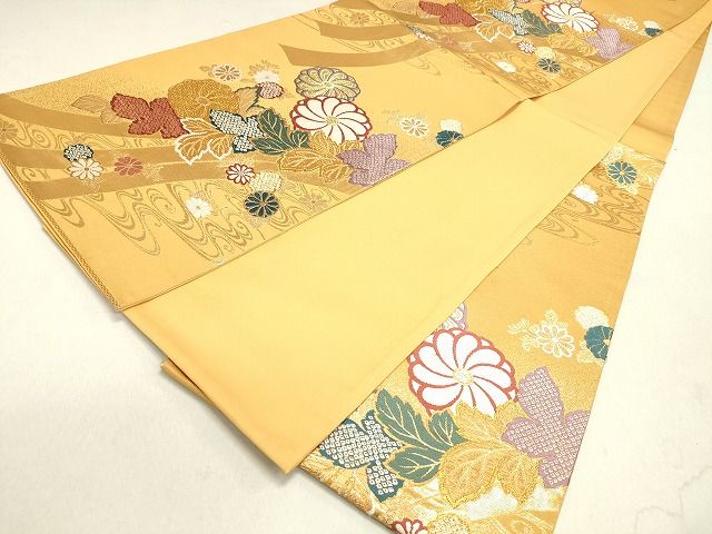 平和屋着物◎六通柄袋帯 唐織 草花文 金糸 逸品 DAAH1410cm