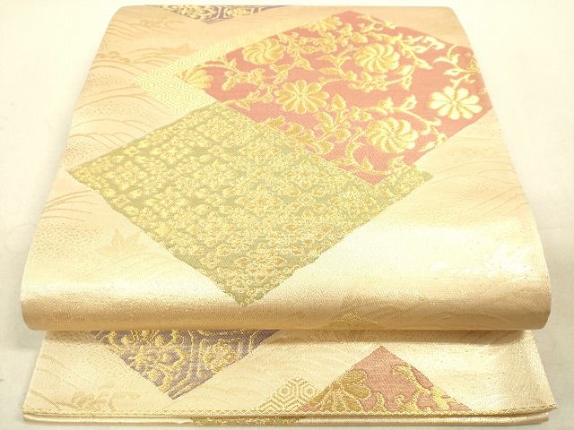 平和屋着物◎六通柄袋帯 名物裂花文 金糸 逸品 DAAH9827tw