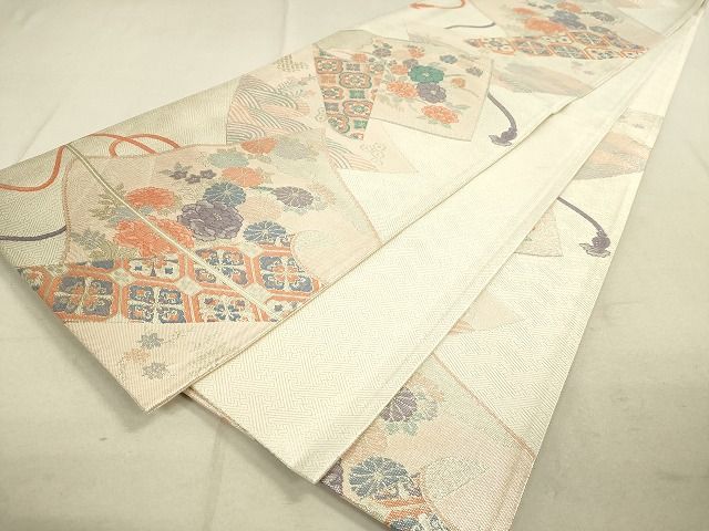 平和屋着物◎佐賀錦 六通柄袋帯 麗華流紙文 銀糸 逸品 DAAH9815tw