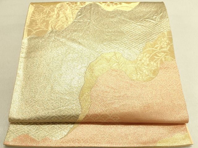 平和屋着物◎六通柄袋帯 道長草花文 金糸 引箔 逸品 DAAH4905yyy