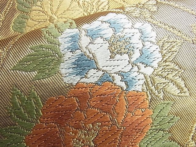平和屋着物■六通柄袋帯 唐織 菱天井花文 金糸 逸品 BAAJ1276du