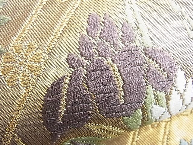 平和屋着物■六通柄袋帯 唐織 菱天井花文 金糸 逸品 BAAJ1276du