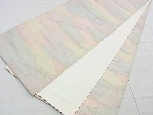 平和屋着物◎全通柄袋帯 砂子綴れ エ霞文様 銀糸 逸品 BAAI6629di