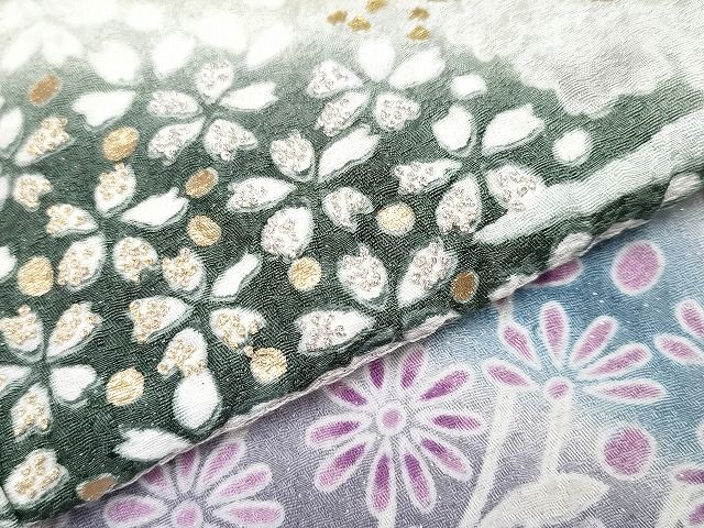 平和屋本店■極上 訪問着 おぼろ染め 襲絞り 相良刺繍 流水霞枝花文 銀通し地 逸品 CYAA0647s4