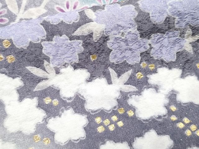 平和屋本店■極上 訪問着 おぼろ染め 襲絞り 相良刺繍 流水霞枝花文 銀通し地 逸品 CYAA0647s4