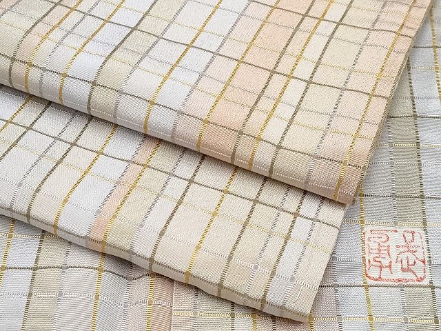 平和屋本店■極上 伝統工芸士 曽根武勇 お召 格子柄 逸品 未使用 CYAA0661s4