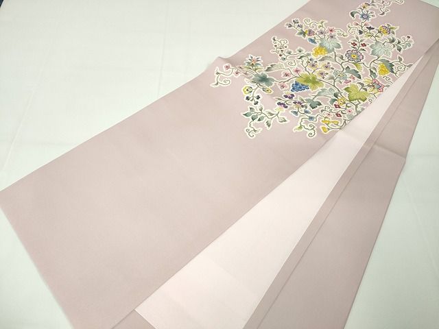 平和屋本店●極上 岡重謹製 塩瀬 太鼓柄袋帯 葡萄花唐草文 金彩 逸品 DZAA1982kh4