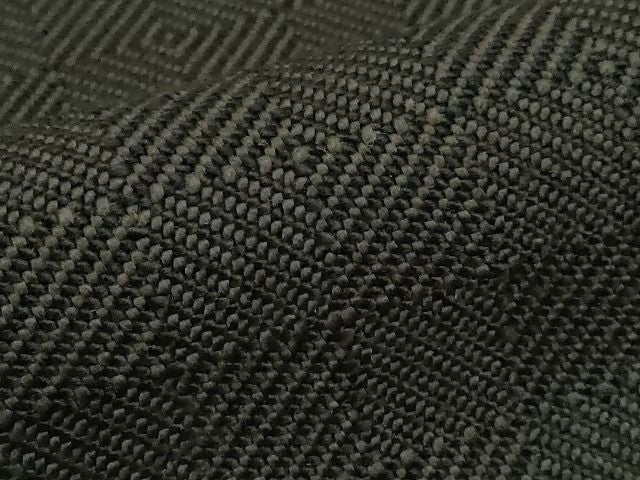 平和屋本店●希少 伊兵衛織 工芸手織 八寸名古屋帯 入子菱 黒色×グレー たとう紙付き 逸品4s022