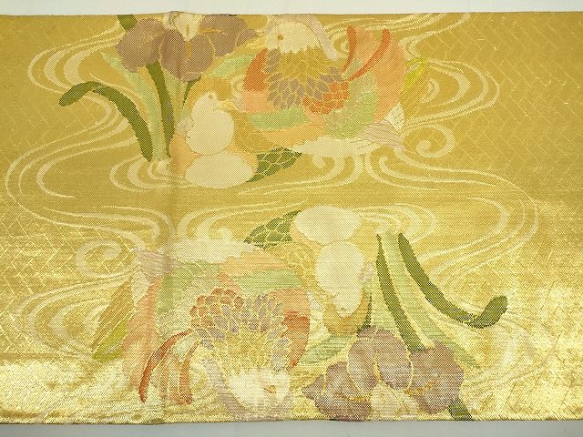 平和屋着物◎佐賀錦 太鼓柄袋帯 鴛鴦花文 金糸 逸品 DAAH4220cf