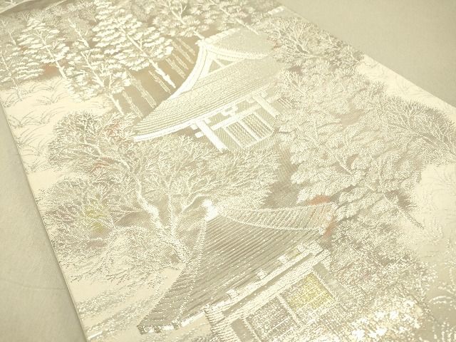 平和屋着物◎六通柄袋帯 風景文 銀糸 逸品 DAAG4943fe