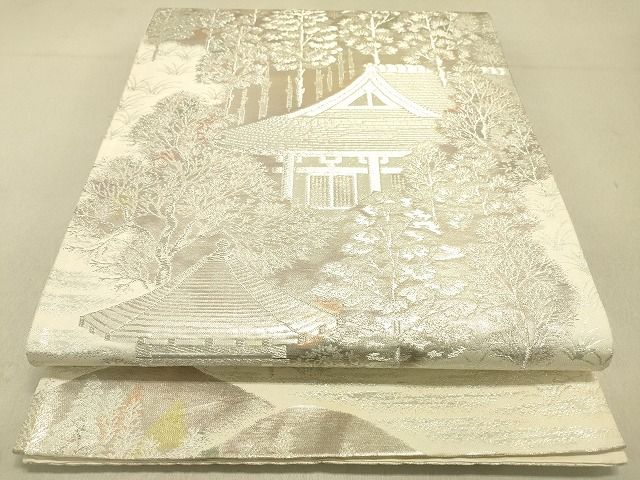 平和屋着物◎六通柄袋帯 風景文 銀糸 逸品 DAAG4943fe