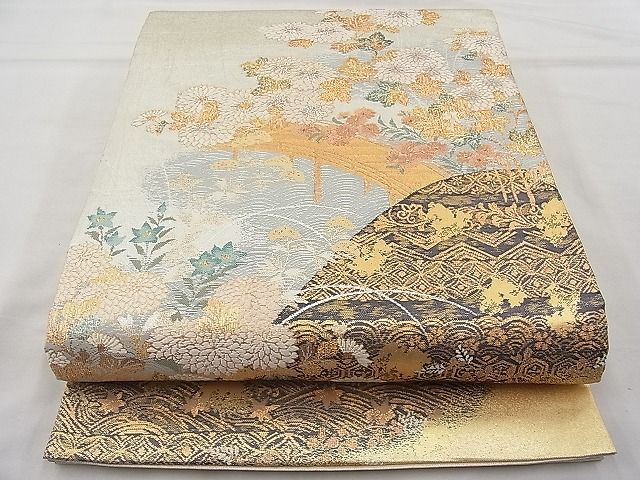 平和屋着物◎佐賀錦 六通柄袋帯 唐織 慶秋橋段文 金銀糸 逸品 BAAJ6937sa