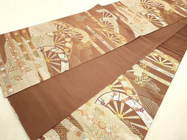 平和屋着物◎六通柄袋帯 唐織 吉祥流水片輪車文 金銀糸 逸品 DAAG1452we