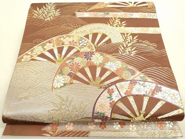 平和屋着物◎六通柄袋帯 唐織 吉祥流水片輪車文 金銀糸 逸品 DAAG1452we