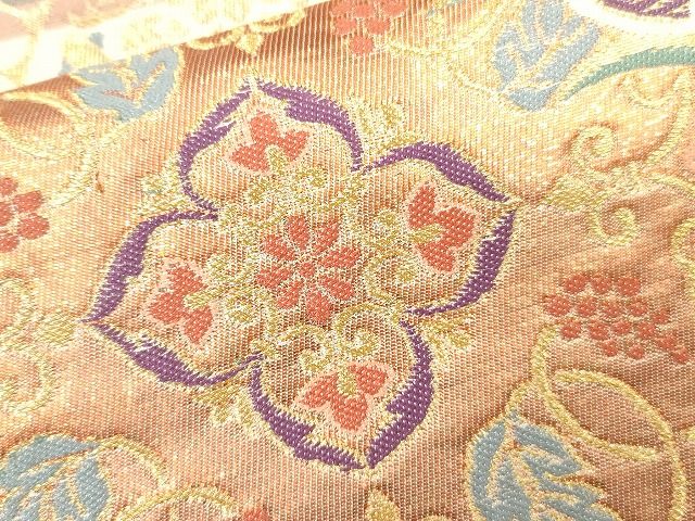 平和屋着物■六通柄袋帯 正倉院花鳥唐草文 金糸 逸品 CAAG2787eg