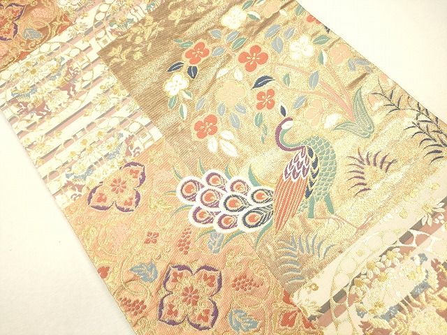 平和屋着物■六通柄袋帯 正倉院花鳥唐草文 金糸 逸品 CAAG2787eg