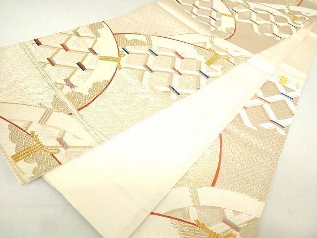 平和屋着物◎六通柄袋帯 籬文 金糸 逸品 DAAG9746op