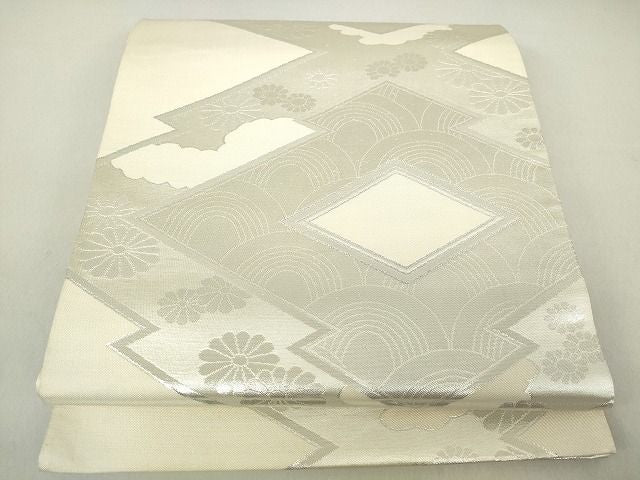 平和屋着物◎六通柄袋帯 松皮菱花文 銀糸 逸品 DAAG9766op