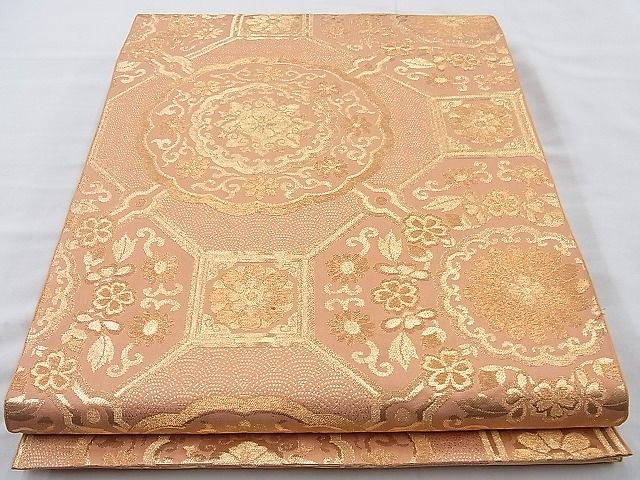 平和屋着物◎六通柄袋帯 蜀江文様 金糸 逸品 BAAI6957cm