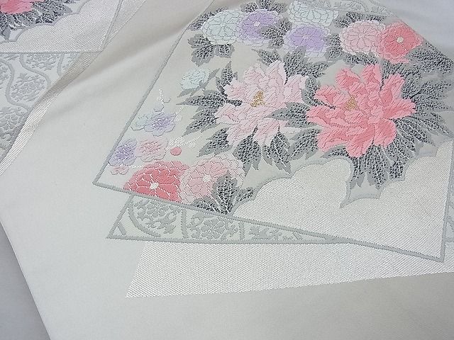 平和屋着物◎六通柄袋帯 唐織 色紙花文 金糸 逸品 BAAI6952cm