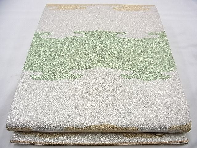 平和屋着物◎六通柄袋帯 綴れ ワンポイント 荒磯 金銀糸 逸品 BAAJ0801cm