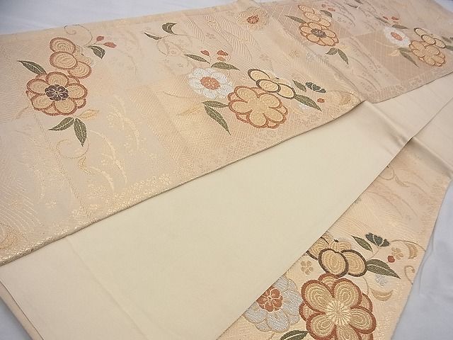 平和屋着物◎六通柄袋帯 花唐草文 金銀糸 逸品 BAAI6994cm